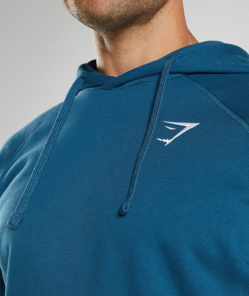 Men's Gymshark Crest Hoodie Blue | CA 760DN8